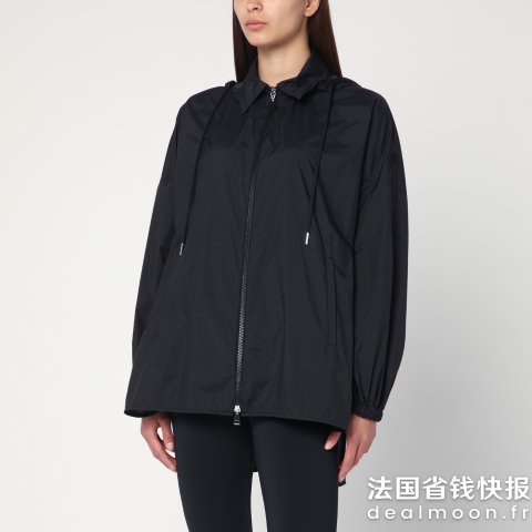 Moncler黑色尼龙拉链派克外套