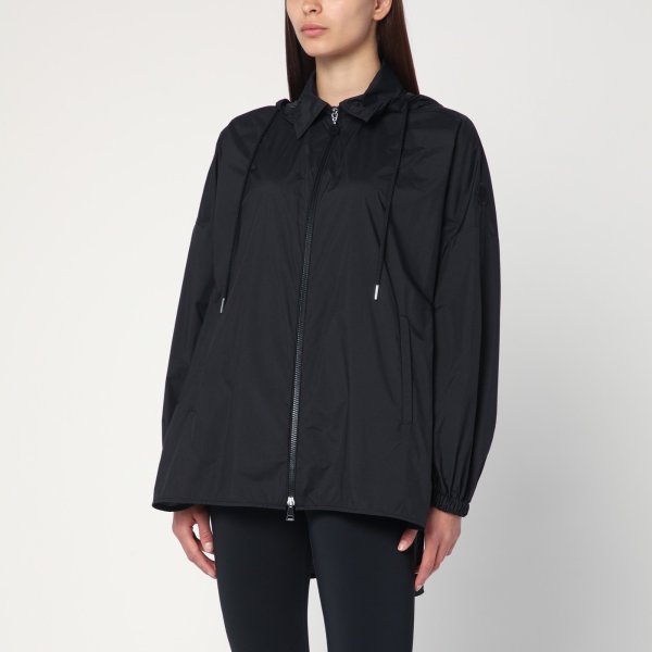 黑色尼龙拉链派克外套