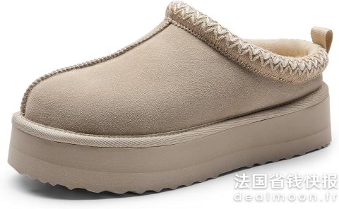 DREAM PAIRS 女士仿皮草保暖拖鞋 厚底