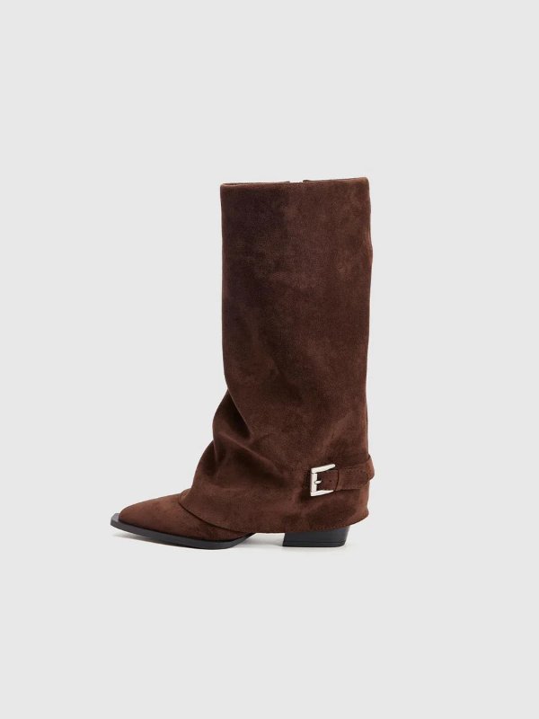 Pointed Toe 麂皮膝靴