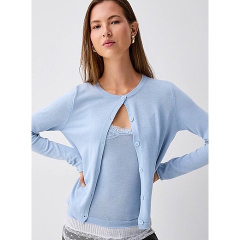 好看都去买，还是baby蓝色蕾丝背心&开衫2件套