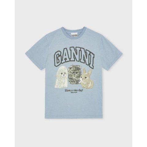 Ganni动物图案棉T恤