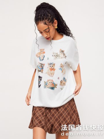 Kitty 圆领蝴蝶结短袖T恤