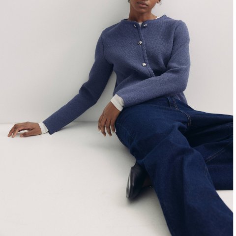 H&M小码全部补货H&M 开衫 波浪边 深蓝色