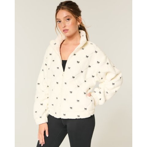 Hollister刺绣羊羔绒拉链卫衣