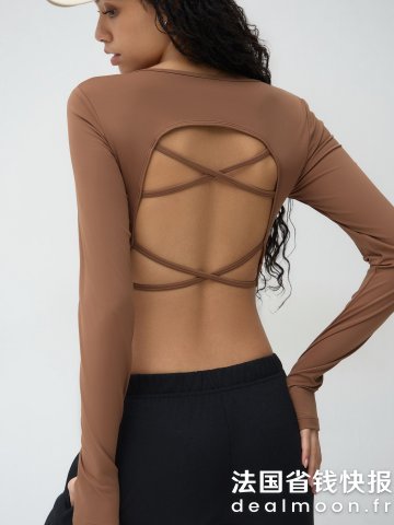 Active U领交叉运动上衣 可拆胸垫