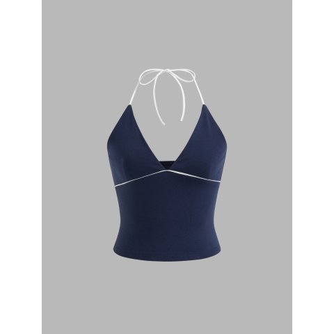 Jersey 拼接吊带上衣 棉混纺