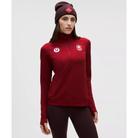 Team Canada 女款半拉链保暖上衣 COC标志