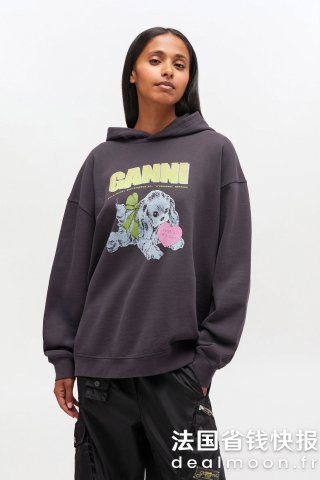 Ganni小狗印花连帽衫