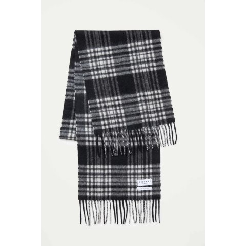  格纹羊绒围巾 黑白