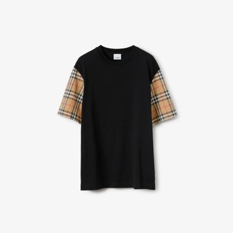 BurberryCheck Sleeve Cotton T-Shirt