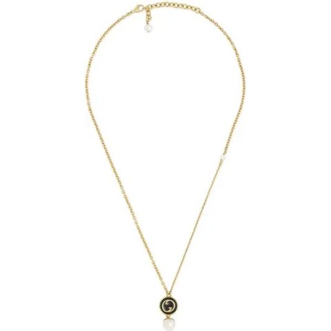 GucciInterlocking-G Imitation Pearl Pendant Necklace