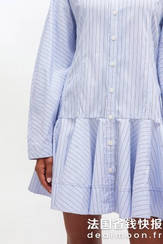 Ganni浅蓝色条纹连衣裙
