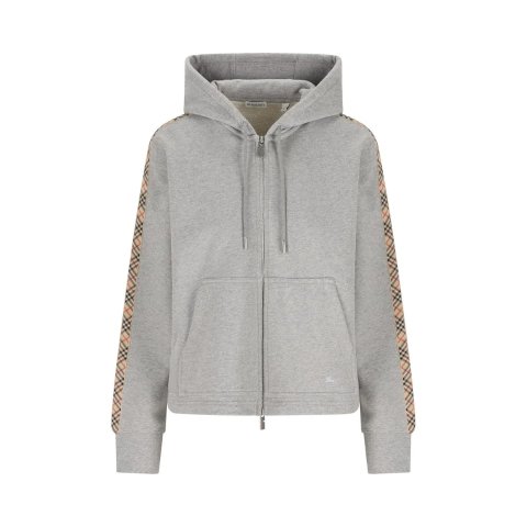 BurberryCheck Drawstring Zip-Up Hoodie