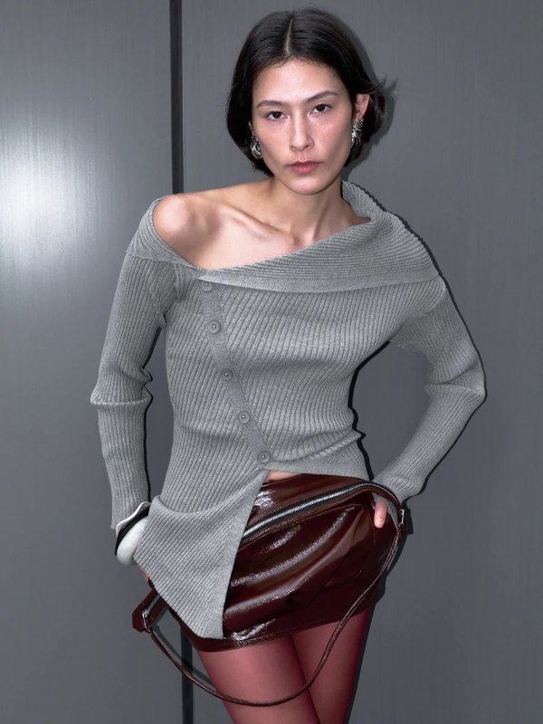 Skinny 单肩针织T恤