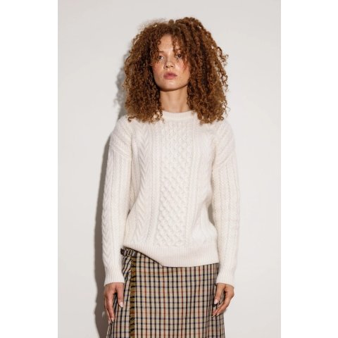 Aran 山羊绒毛衣 奶油色