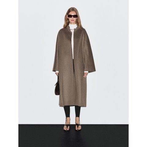 Massimo Dutti摩卡色羊毛大衣