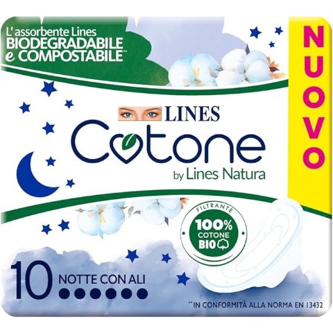 Lines Natura 有机棉夜用卫生巾 10片 