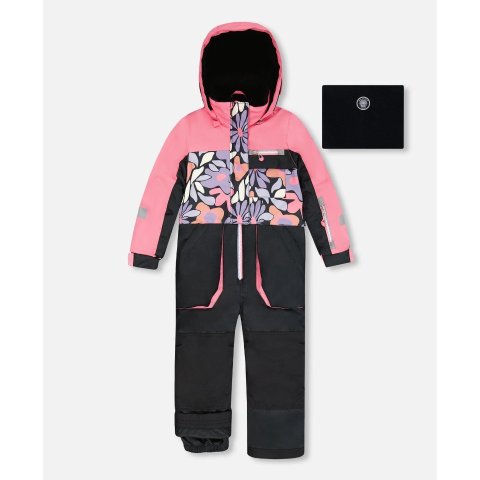 One-Piece 黑色花朵滑雪服