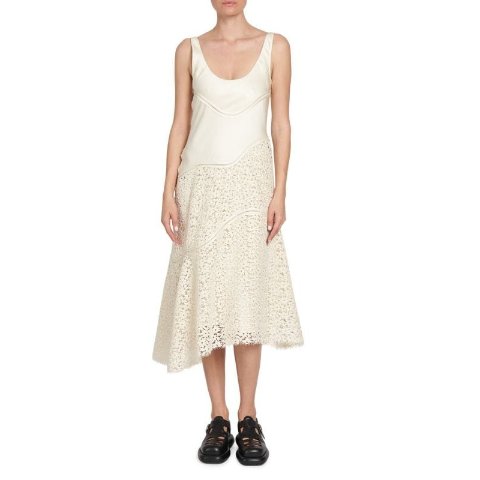 Jil SanderFloral Lace Asymmetric Midi-Dress