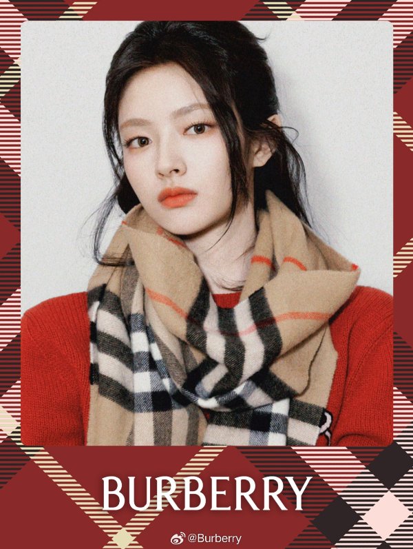 格纹羊绒围巾 徐若晗同款