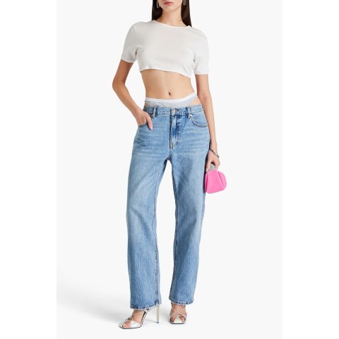 亚历山大王 Layered 高腰直筒牛仔裤