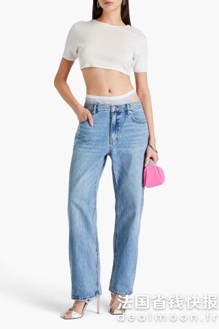 Alexander Wang亚历山大王 Layered 高腰直筒牛仔裤