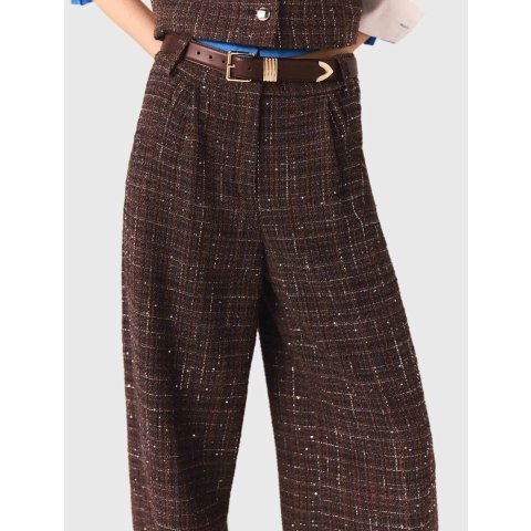 MajeTweed 复古褶皱长裤