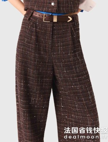 MajeTweed 复古褶皱长裤