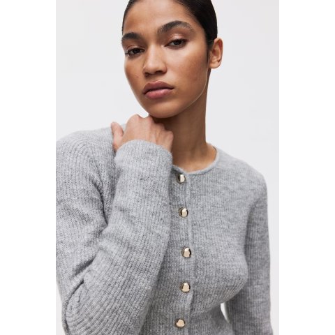 H&MH&M 女士灰色荷叶边开衫