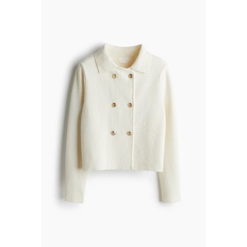 H&M女士双排扣开衫 奶油色