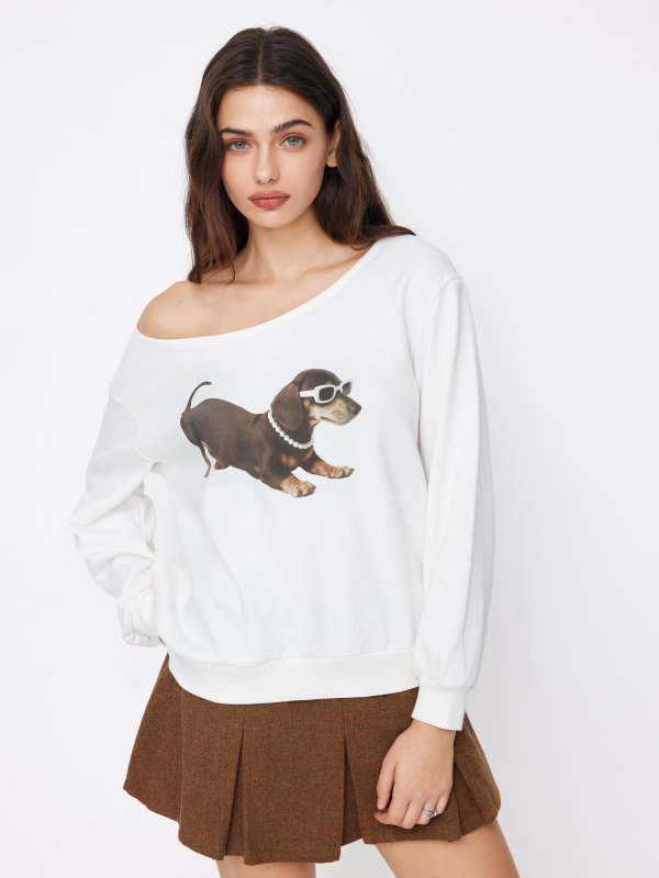 Terry Asymmetrical 狗图卫衣