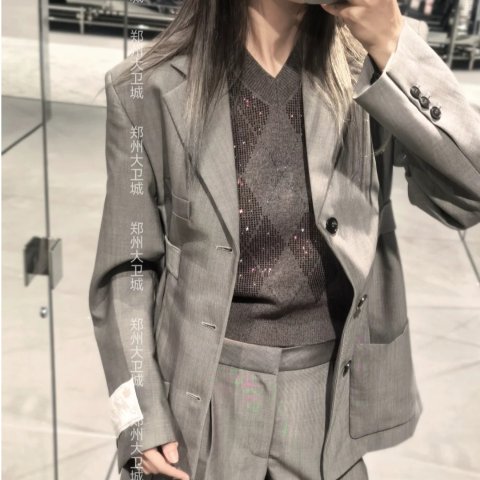 Alexander Wang@ Nicki香槟色羊毛马海毛西装外套