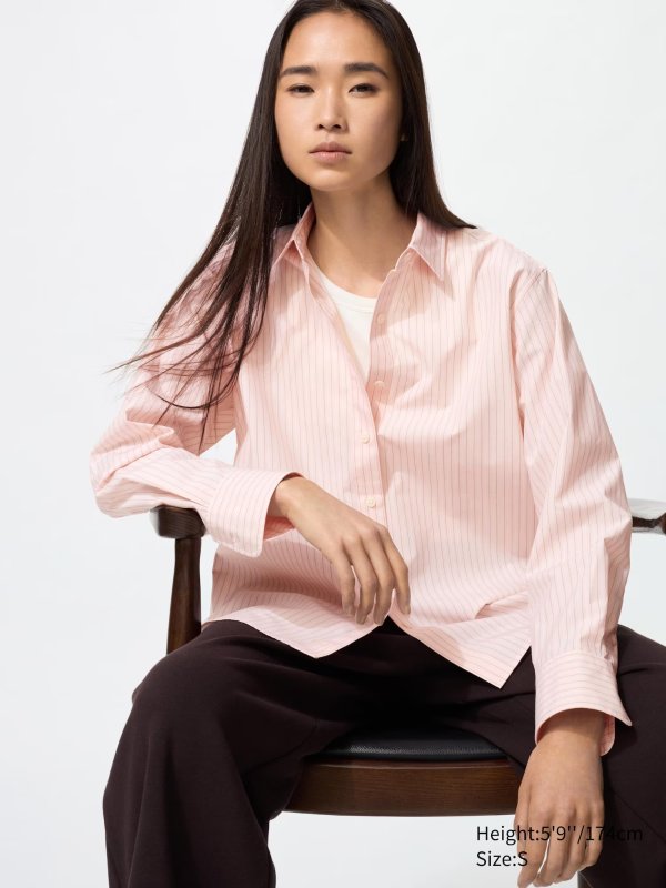 女士长袖棉衬衫