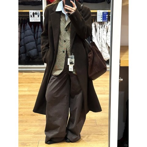 女士长款羊毛混纺大衣