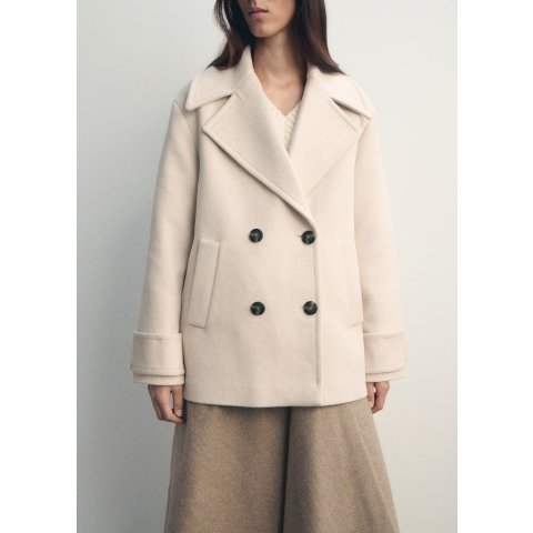 双排扣羊毛混纺大衣