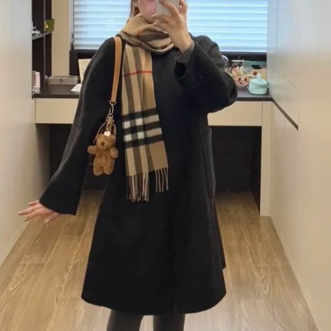 格纹窄款流苏围巾