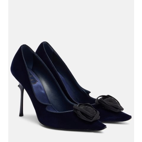 Roger VivierRose Vivier 100 Velvet Pumps Floral Applique