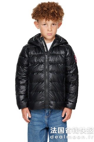 Canada GooseL码有货！适合155cm-162cmCrofton 黑色连帽羽绒服 大童