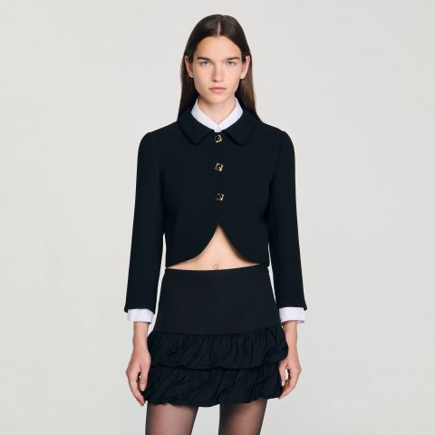 SandroCropped Jacket with Decorative Buttons