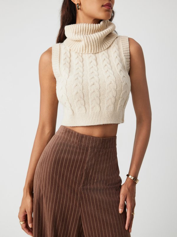 Preppy 高领针织马甲 短款