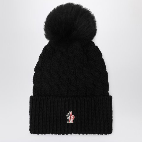 MONCLER GRENOBLEBlack 羊毛帽 毛球款