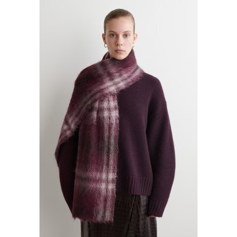 格纹马海毛围巾