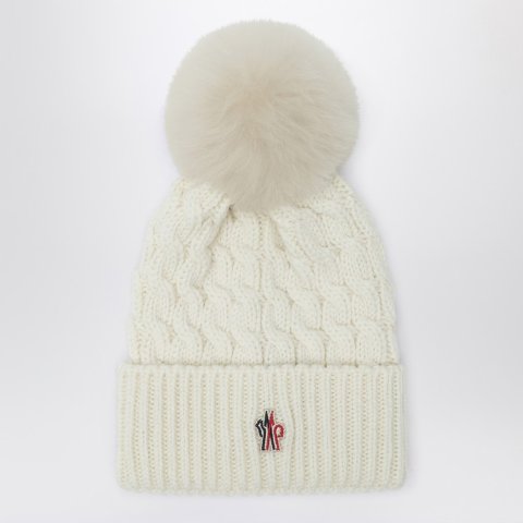 MONCLER GRENOBLEWhite 羊毛毛球帽