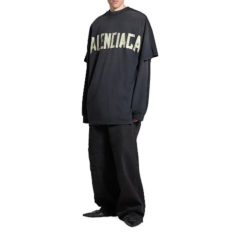 BalenciagaGet $100,Spend$1000 Get $200Tape Type Double Front T-Shirt Oversized