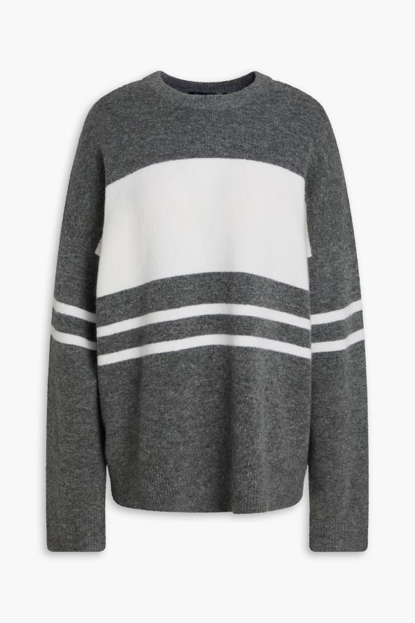 Theory Merino 条纹羊毛混纺毛衣