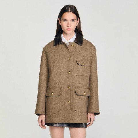 SandroTweed Wool Blend Coat