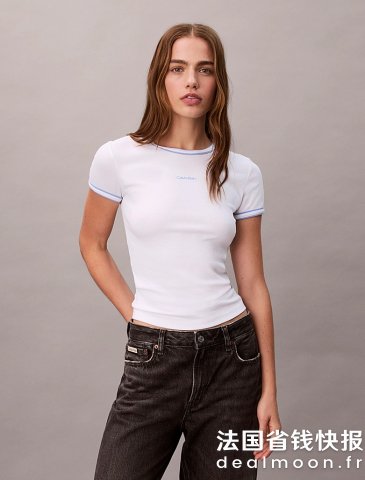 Calvin Kleincotele 宝宝T恤 对比边配图标