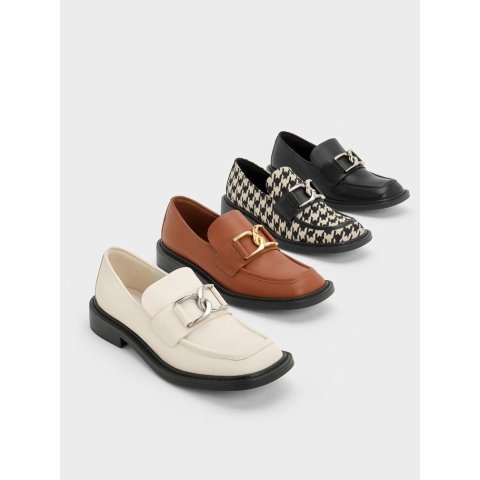 Charles & KeithGabine Black Leather Loafers