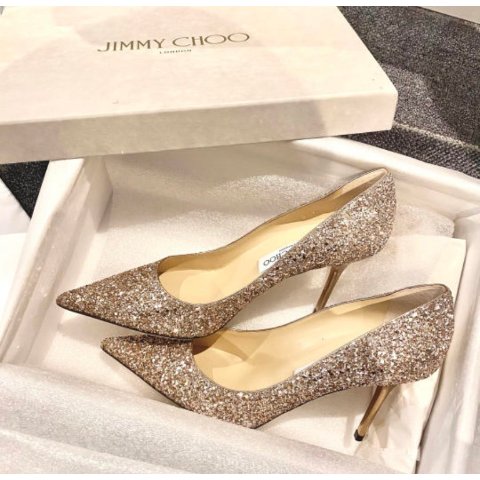 Jimmy ChooJIMMY CHOO Aurora 银色亮片高跟鞋